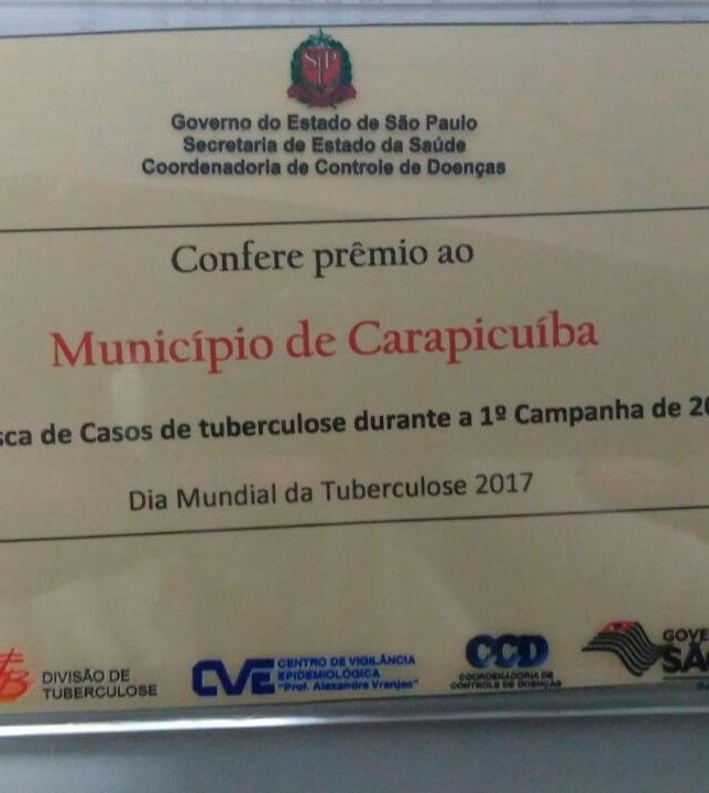 Carapicuíba é premiada por campanha de combate à tuberculose